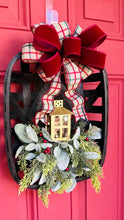 Load image into Gallery viewer, Rustic farmhouse tobacco basket lantern wreath
