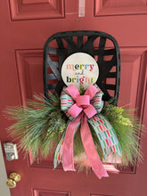 Load image into Gallery viewer, Merry and bright colorful tobacco basket wreath
