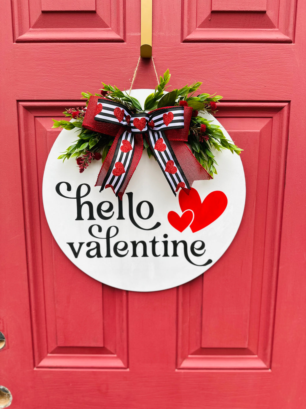 Hello Valentine painted door hanger