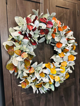 Load image into Gallery viewer, Ombré Gradient Eucalyptus Lambs Ear Fall Wreath
