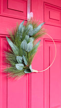 Load image into Gallery viewer, Mini Scandinavian asymmetrical hoop pine wreath
