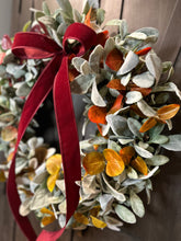 Load image into Gallery viewer, Ombré Gradient Eucalyptus Lambs Ear Fall Wreath
