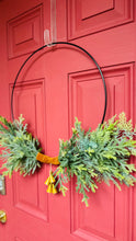 Load image into Gallery viewer, Pine and bells modern minimalist hoop wreath
