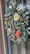 Load and play video in Gallery viewer, Summery ranunculus lambs ear wreath
