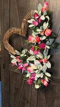 Load image into Gallery viewer, Heart tulip lambs ear wreath

