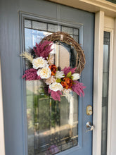Load image into Gallery viewer, Fuschia pampas fall wreath
